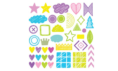 Fototapeta premium Kid crayon doodle set vector