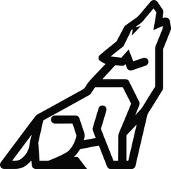 Minimal Geometric Wolf Logo – Thick Line Howling Wolf Silhouette on White Background