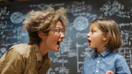 Teacher and Student Arguing: A teacher and a young student engaged in a heated discussion, captured in a candid moment of classroom interaction.