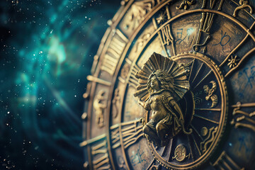 Fototapeta premium Abstract composition with concept of Virgo zodiac sign symbol, abstract vivid composition consists of fictional unreal fantastic vision on background