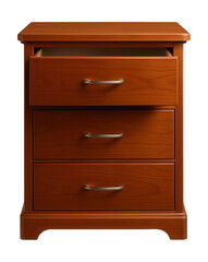A compact, three-drawer chest in cherry wood, ideal for a small guest room.