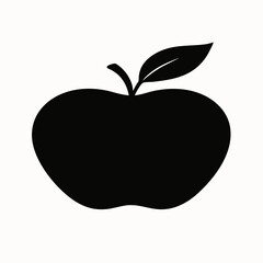 Apple clipart silhouette, basic fruit outline in solid black for educational or food-related design