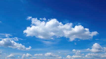 Fototapeta premium Blue Sky with Few White Clouds. Nature's Day in Summer Air