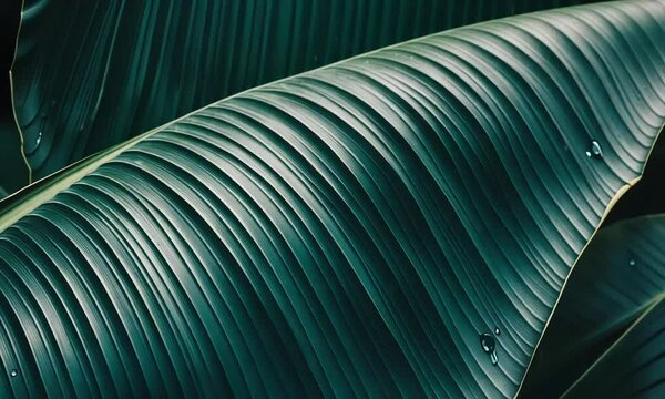 Close-up of a vibrant, dark teal-green leaf, showcasing intricate, parallel veins