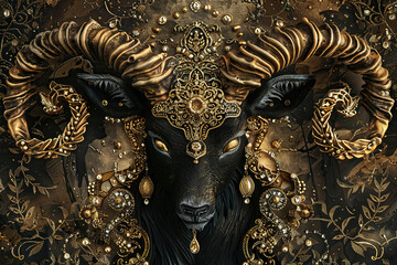 Fototapeta premium Astrological abstract composition with concept of Capricorn zodiac sign symbol
