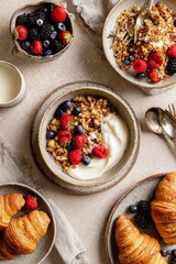 Minimal aesthetic food and lifestyle flat lay with natural light