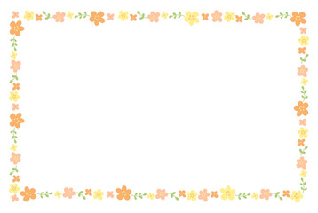 かわいいお花のフレームイラスト　黄色