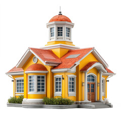 Yellow House Architectural Rendering Dome Roof Mediterranean Style Home Design