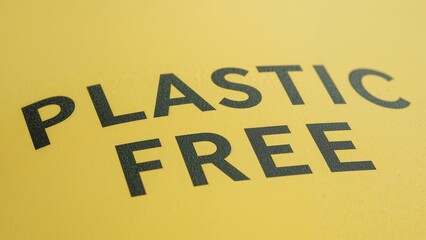 Plastic free message on bright yellow background
