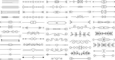 Elegant decorative dividers, ornate line separators, vintage flourish designs, whimsical borders, and charming embellishments for creative projects,