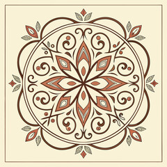Fototapeta premium vintage mandala with Floral Geometric Patterns in Earth Tones boho mandala classic retro mandala decor art abstract floral design 
