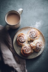 Minimal aesthetic food and lifestyle flat lay with natural light