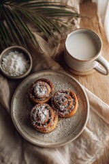 Minimal aesthetic food and lifestyle flat lay with natural light