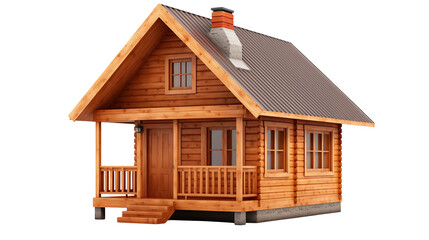 old wooden house isolated on transparent background