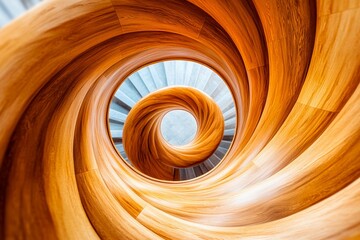 Naklejka premium Spiral staircase leads to unknown depths with intricate design and endless twists