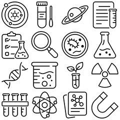 Science Essentials Icon Set Outline Style