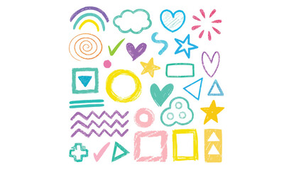 Kid crayon doodle set vector