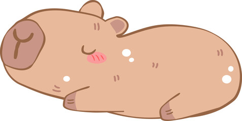 Cute  Cabybara animal character in a fun and happy style, vector illustration