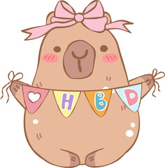 Cute  Cabybara animal character in a fun and happy style, vector illustration