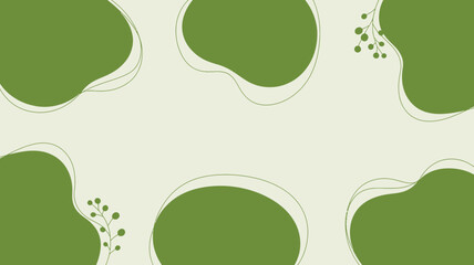 Fototapeta premium A simple background with abstract green shapes and plant sprigs on a light beige colored background design