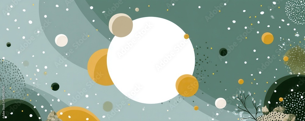 Aufkleber abstract design with green background and layered circular shapes