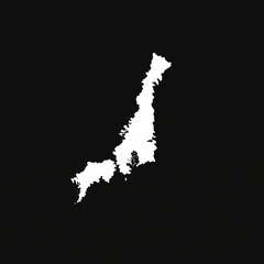 Minimalist white silhouette of a geographical landmass on a stark black background illustration design