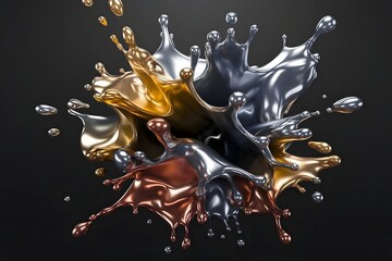 Vibrant 3D Abstract Image of Colorful Paint Splashes