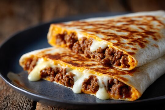 Grilled beef and cheese quesadilla