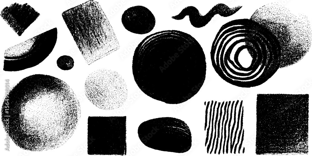 Poster collection of black outline abstract shapes for modern design projects