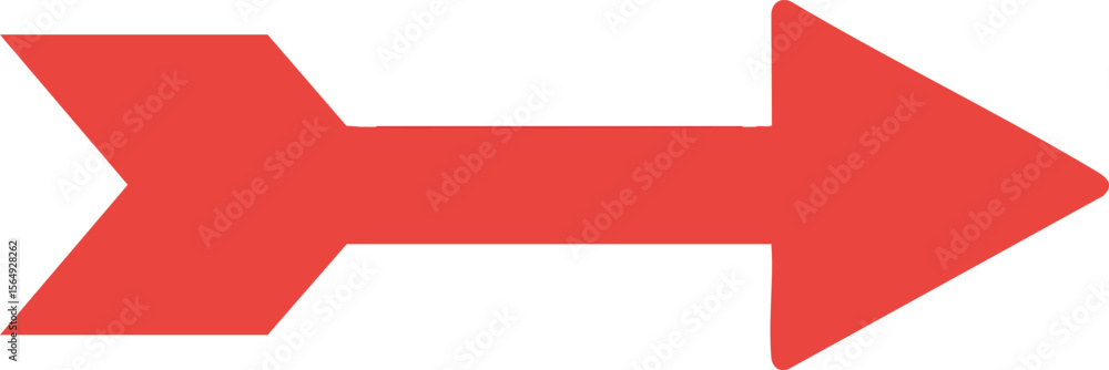 Poster bilateral direction a red arrow pointing right with a counterpart on the left on a transparent backd