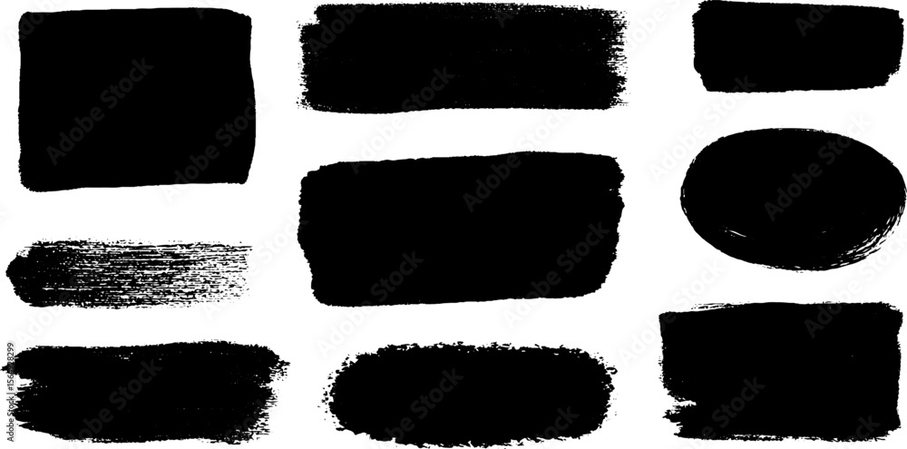 Poster hand painted ink bars and rectangles collection for artistic design projects