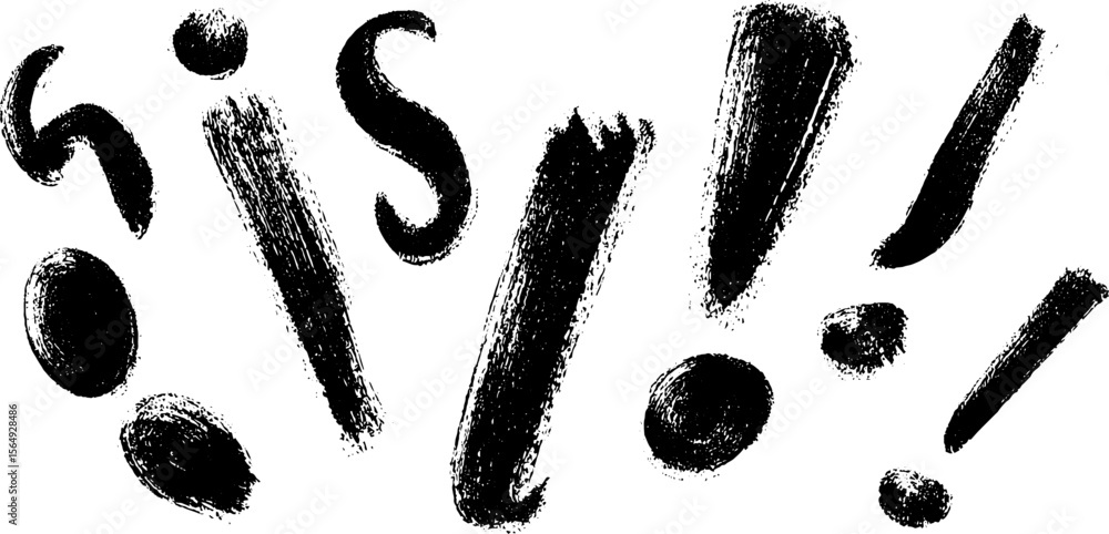 Poster artistic collection of grunge style typographic punctuation marks for graphic design