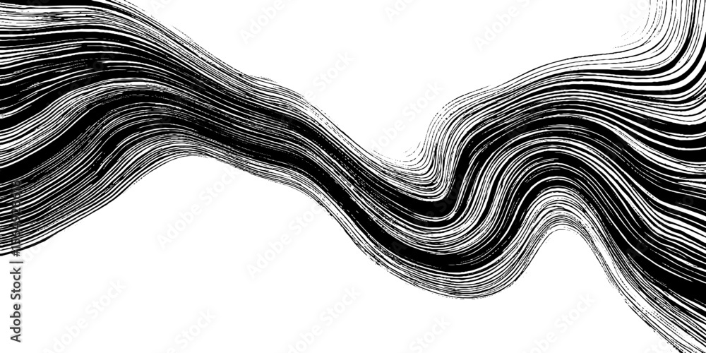 Aufkleber elegant abstract wave lines in black flowing design for modern art and decoration