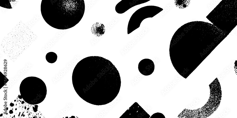 Poster abstract shape studies in black and white minimalist design