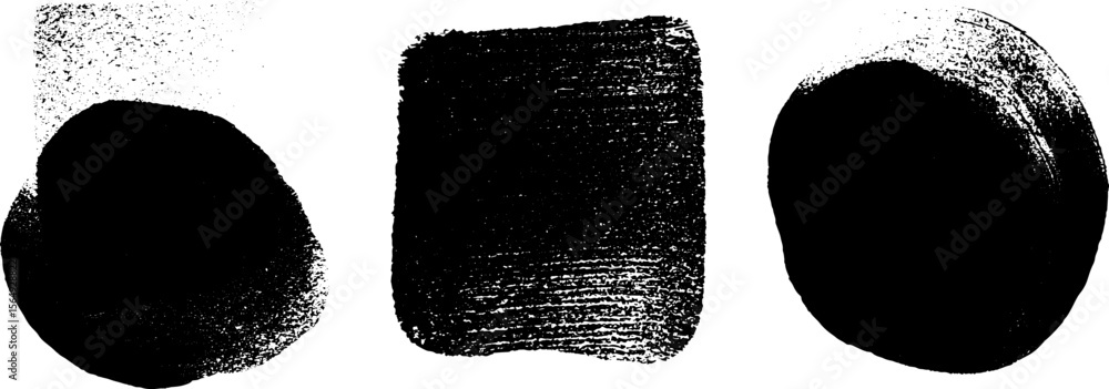 Poster Grayscale ink wash shapes for creative design and artistic projects