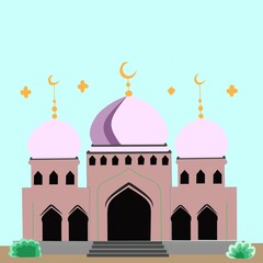 Beautiful Mosque Vector – Islamic Architecture in Line Art