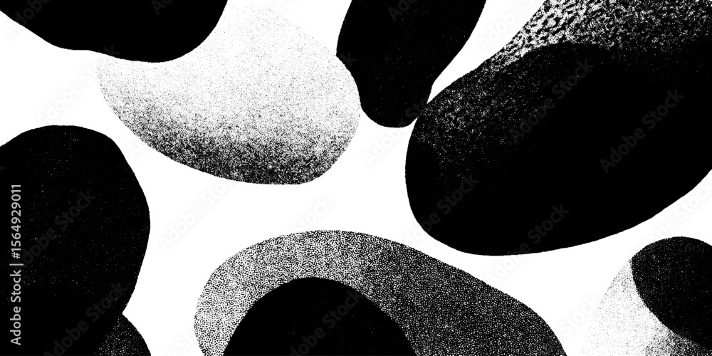 Poster grayscale abstract ink wash shapes flat lay for artistic design