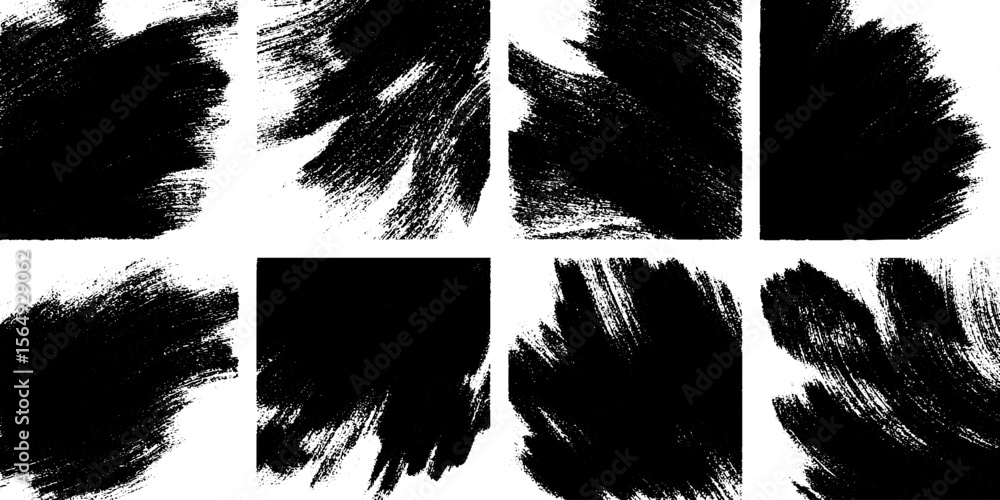 Poster abstract black brush stroke pattern tiles for creative design projects