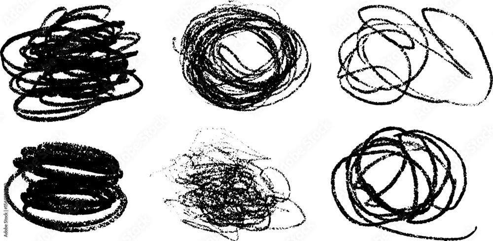 Aufkleber Expressive chaotic black sketch marks for artistic design and creativity concepts