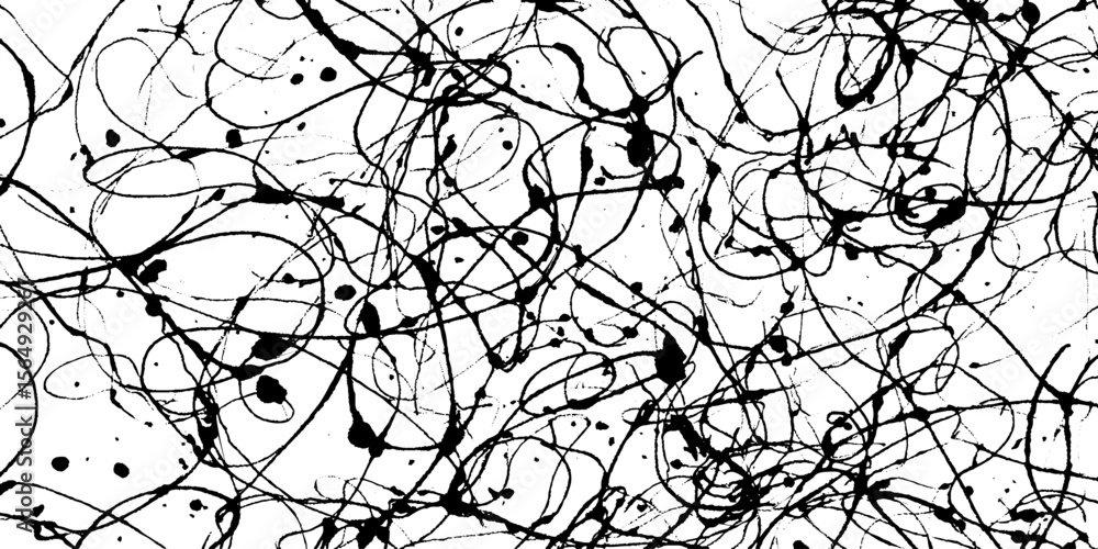 Poster chaotic black sketch marks on white background for artistic design and creativity projects