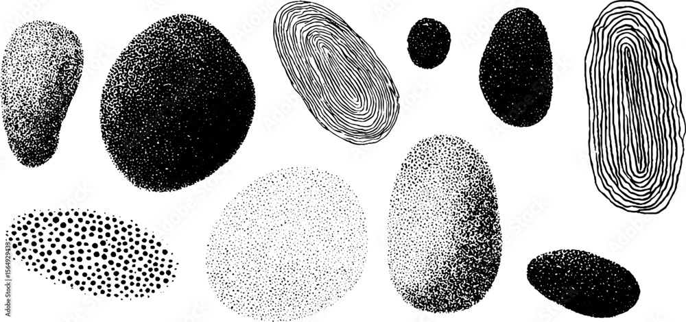 Poster abstract organic stone and pebble outline patterns for artistic design