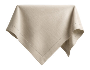 A simple beige linen tablecloth with a hemstitch border, suitable for a minimalist-style brunch in a city apartment.