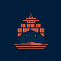 Obraz premium Simplified Maritime Cargo Ship Art
