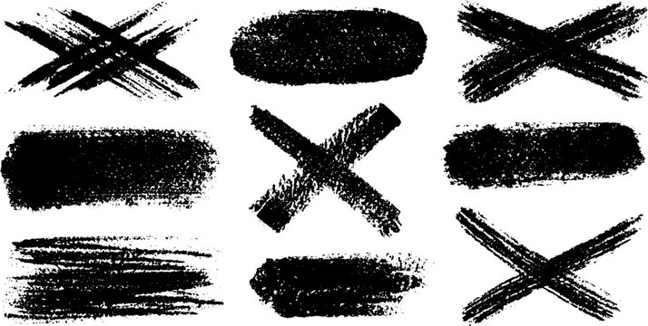 Hand inked cross marks and slashes collection for artistic design projects