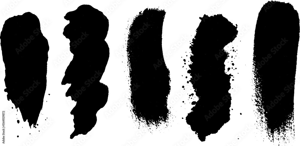 Poster abstract black ink texture swatches and splatter design for artistic projects