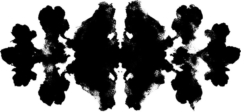 Abstract rorschach inkblot pattern in symmetrical layout for psychological concepts