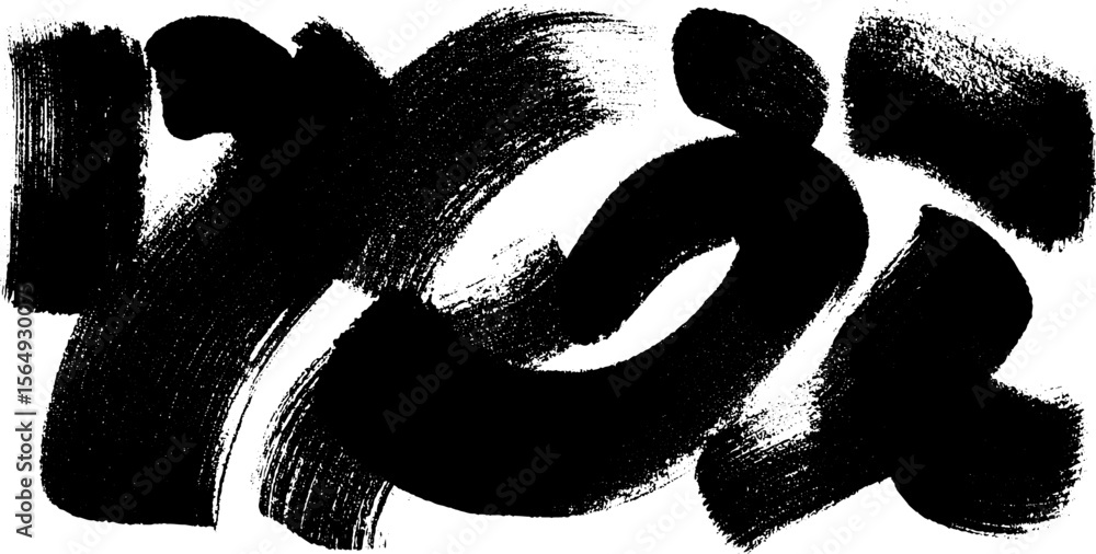 Poster high contrast ink brush strokes with abstract gestural art design