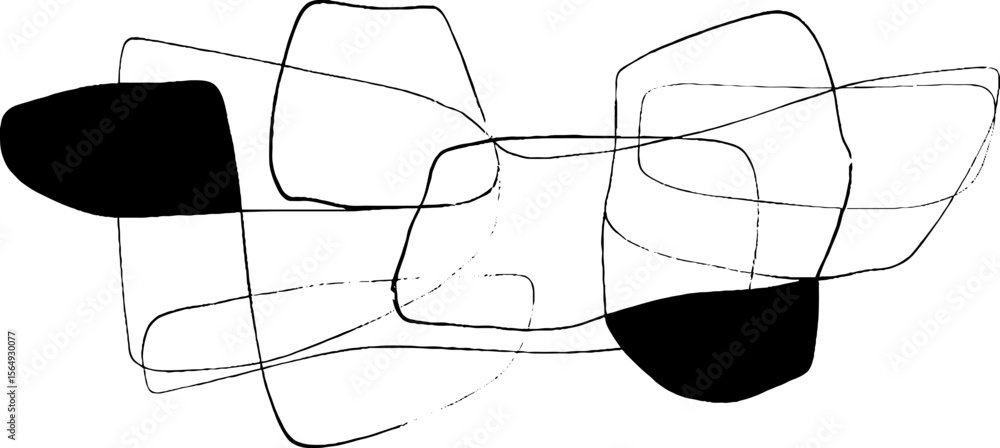 Aufkleber Abstract geometric layout with black linear forms for modern design concepts