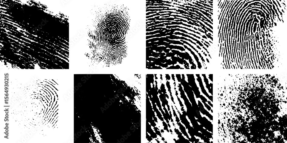 Poster black abstract stamp and fingerprint textures for creative design projects