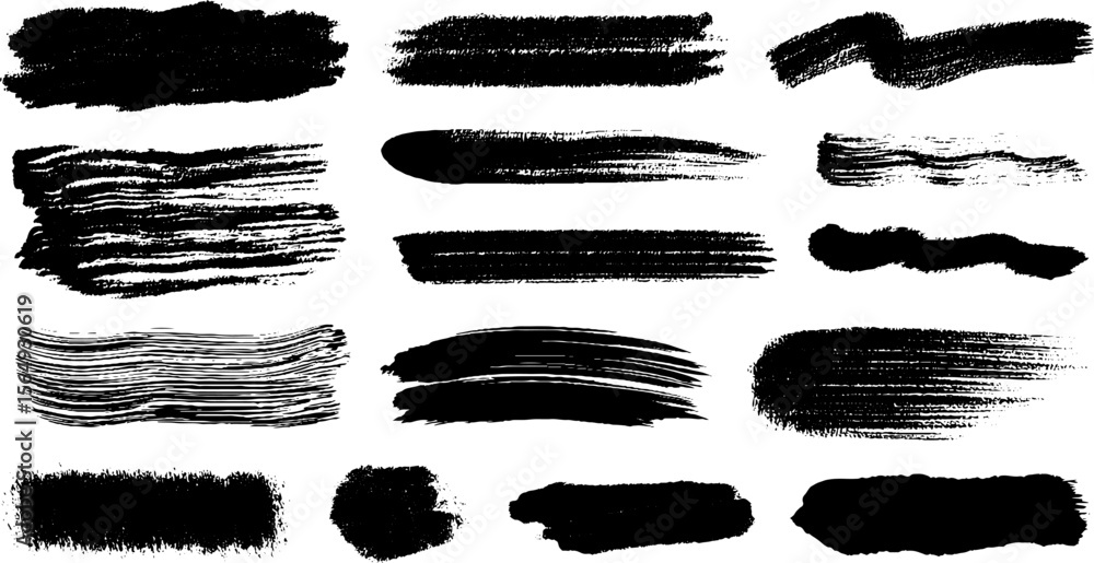 Aufkleber diverse collection of black brushstroke textures for artistic and design projects
